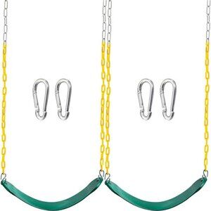 2 Pack Green Swing Seats Heavy Duty with 66" Chain Accessories Replacement